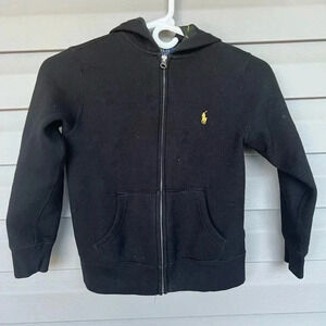 Ralph Lauren Polo Black Hoodie Tartan Plaid Gold Pony Hoodie Boy’s Sz S